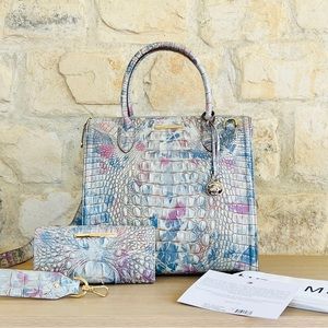 Brahmin Reverie Caroline Large Satchel&wallet NWT Authentic Dust bag